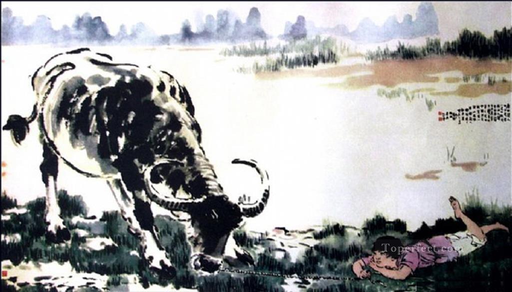 Xu Beihong コリドンと牛の伝統的な中国油絵
